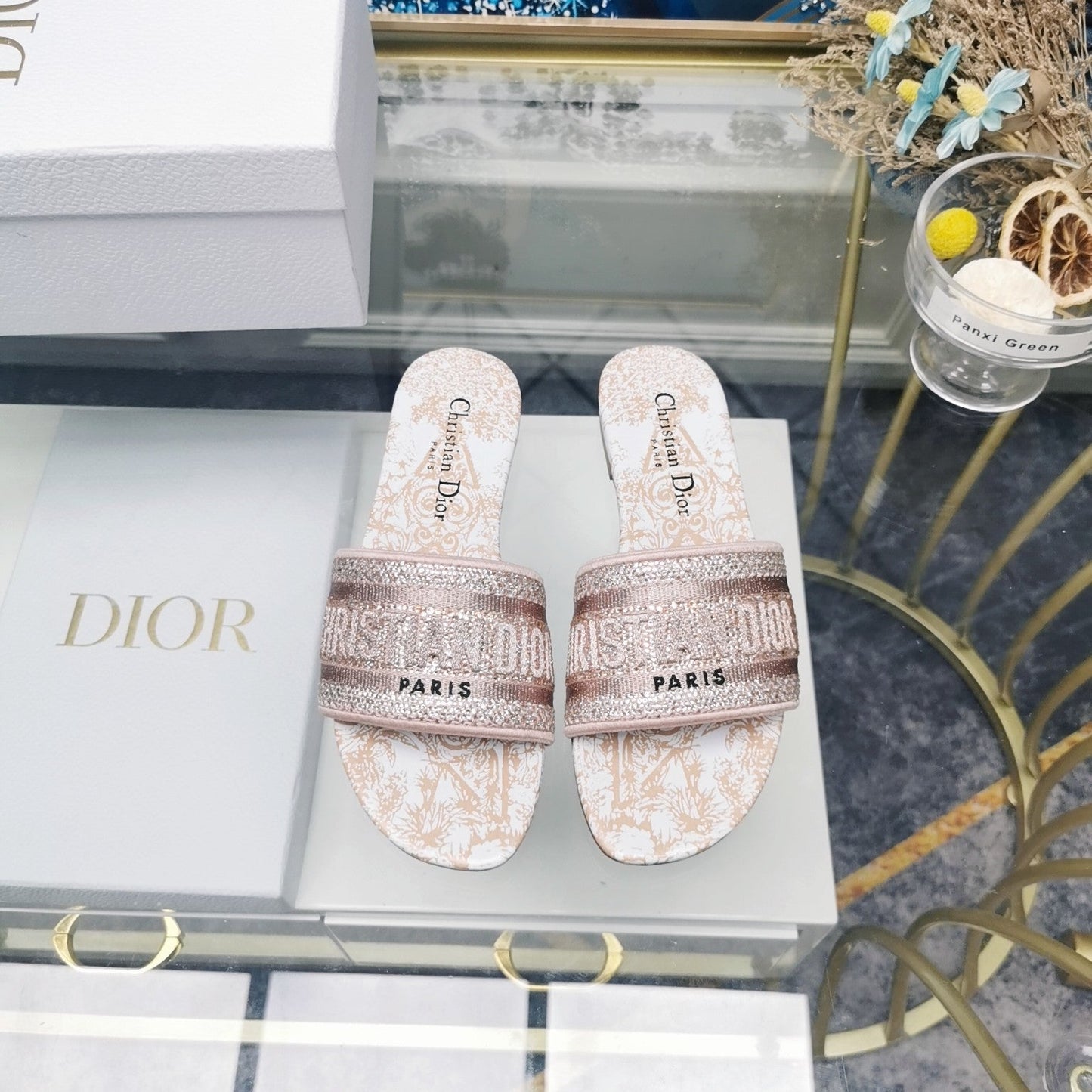 Luxury DiorMule Dway Slide 10mm Multi-motifs Style 16