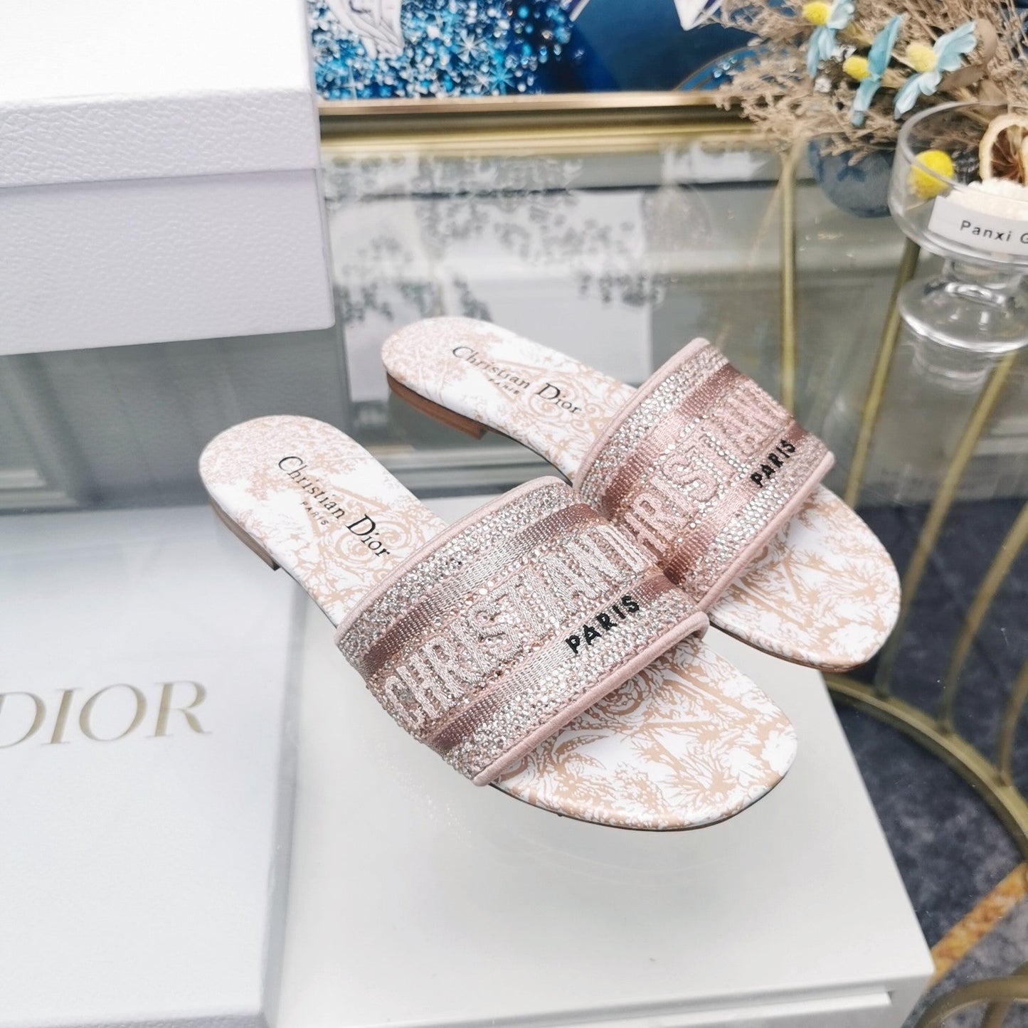 Luxury DiorMule Dway Slide 10mm Multi-motifs Style 16