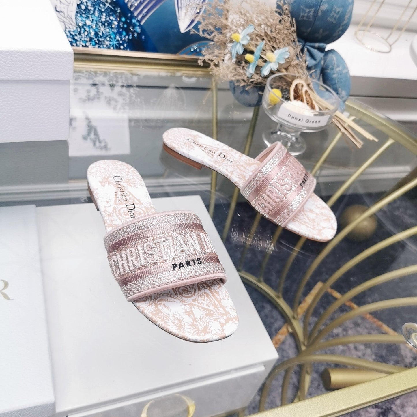 Luxury DiorMule Dway Slide 10mm Multi-motifs Style 16