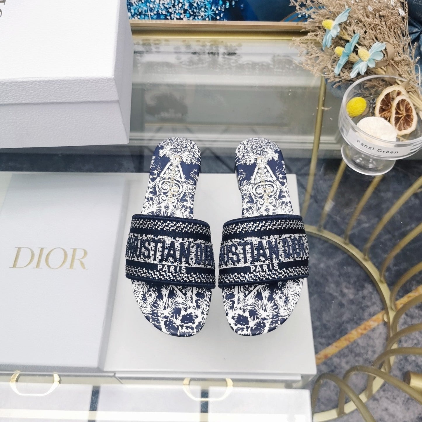 Luxury DiorMule Dway Slide 10mm Multi-motifs Style 15