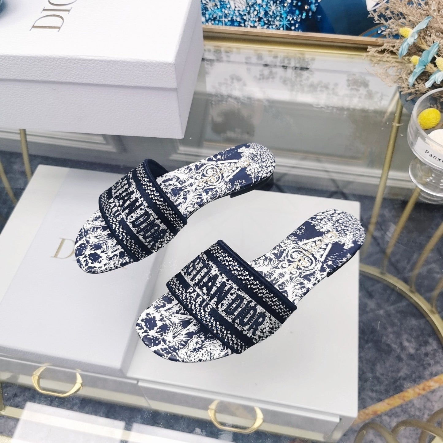 Luxury DiorMule Dway Slide 10mm Multi-motifs Style 15