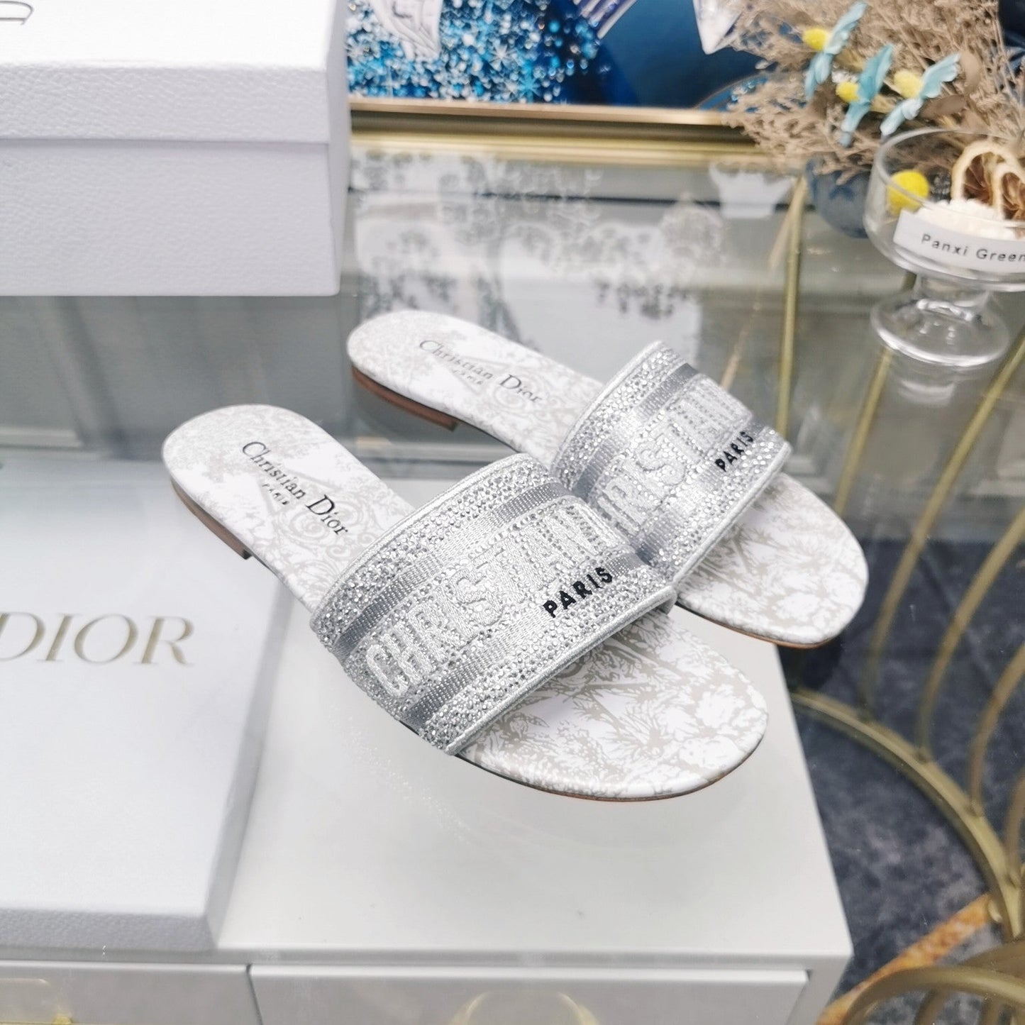 Luxury DiorMule Dway Slide 10mm Multi-motifs Style 14