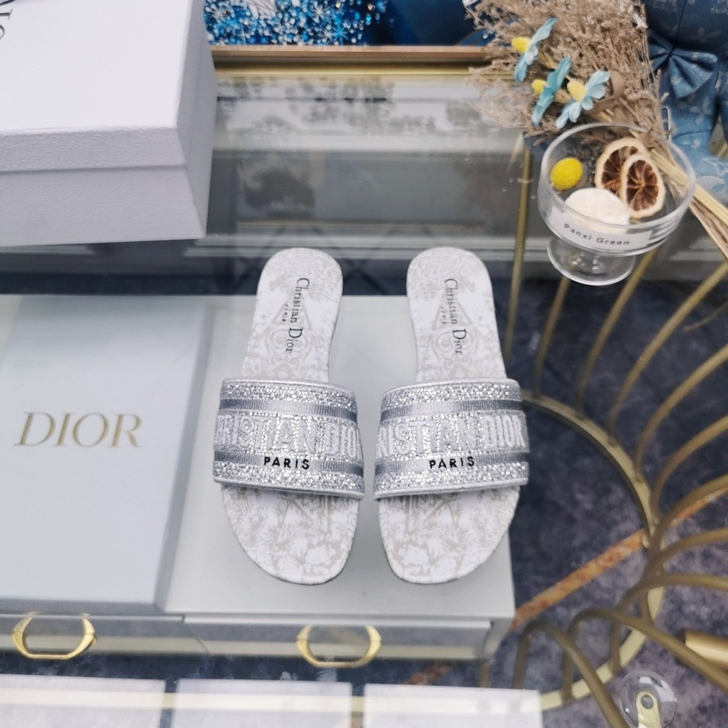 Luxury DiorMule Dway Slide 10mm Multi-motifs Style 14
