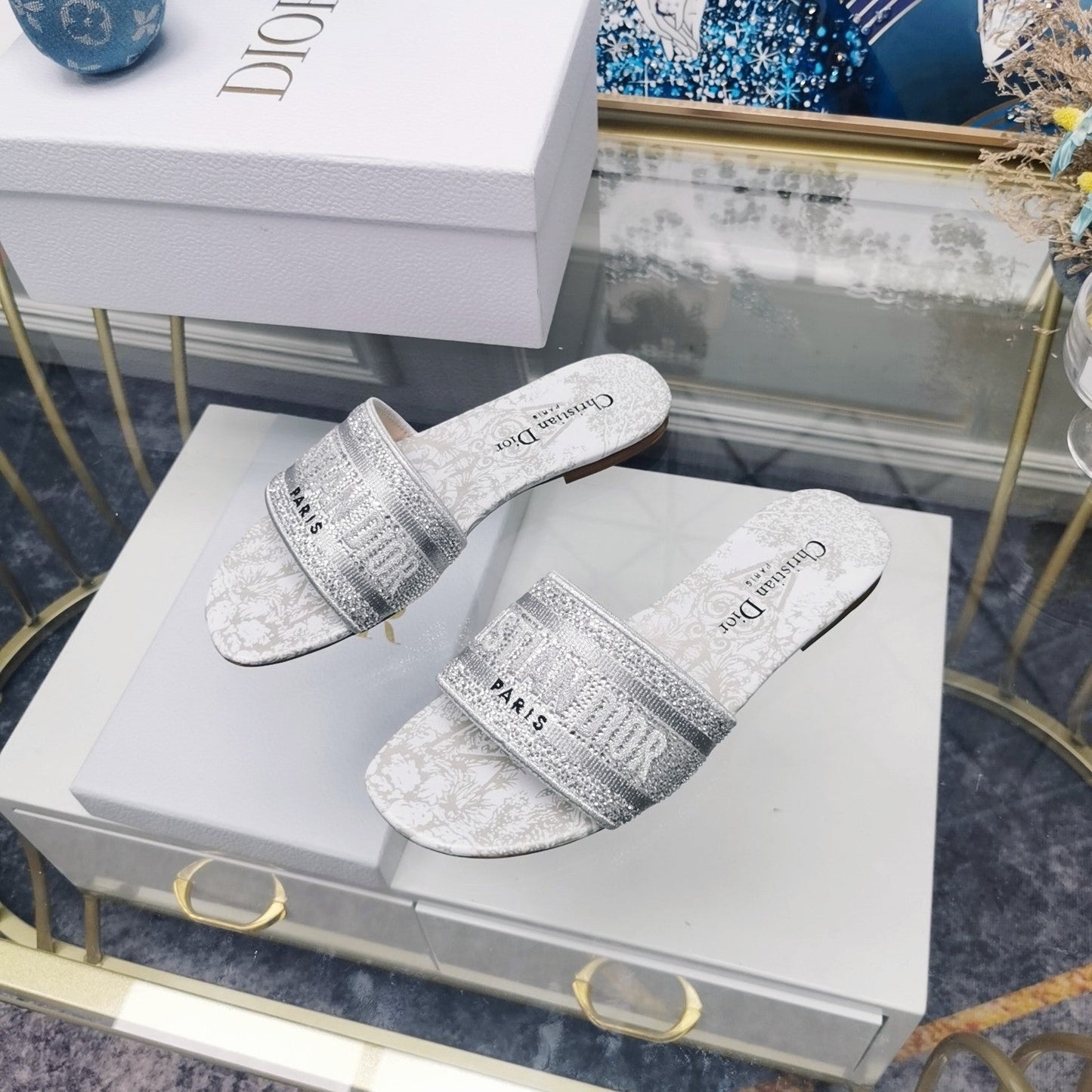 Luxury DiorMule Dway Slide 10mm Multi-motifs Style 14