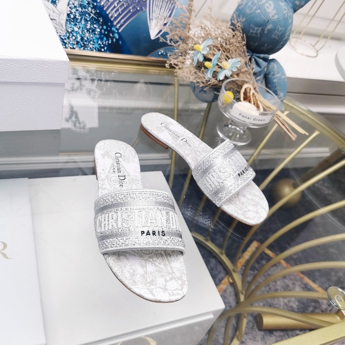 Luxury DiorMule Dway Slide 10mm Multi-motifs Style 14