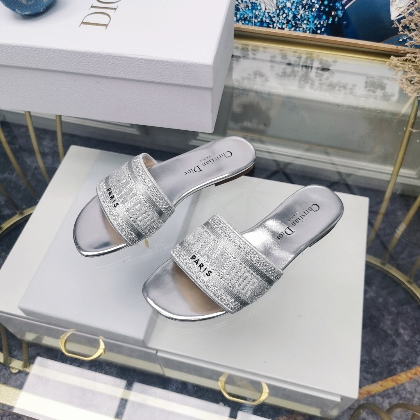Luxury DiorMule Dway Slide 10mm Multi-motifs Style 24