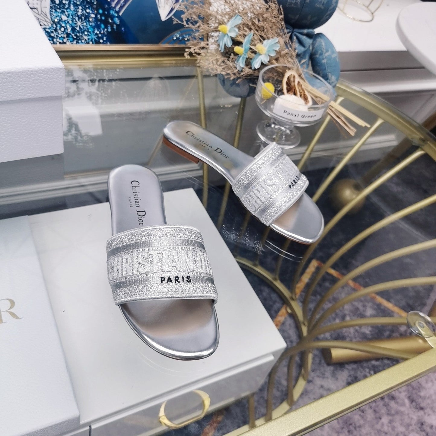 Luxury DiorMule Dway Slide 10mm Multi-motifs Style 24