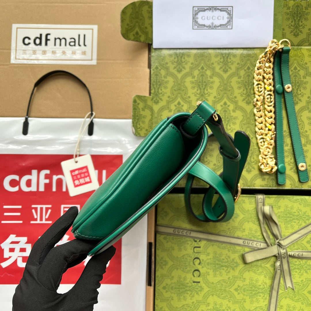 Luxury Gucci BLONDIE SHOULDER BAG 28 IN CASTLETON GREEN LAMBSKIN GOLD HARDWARE