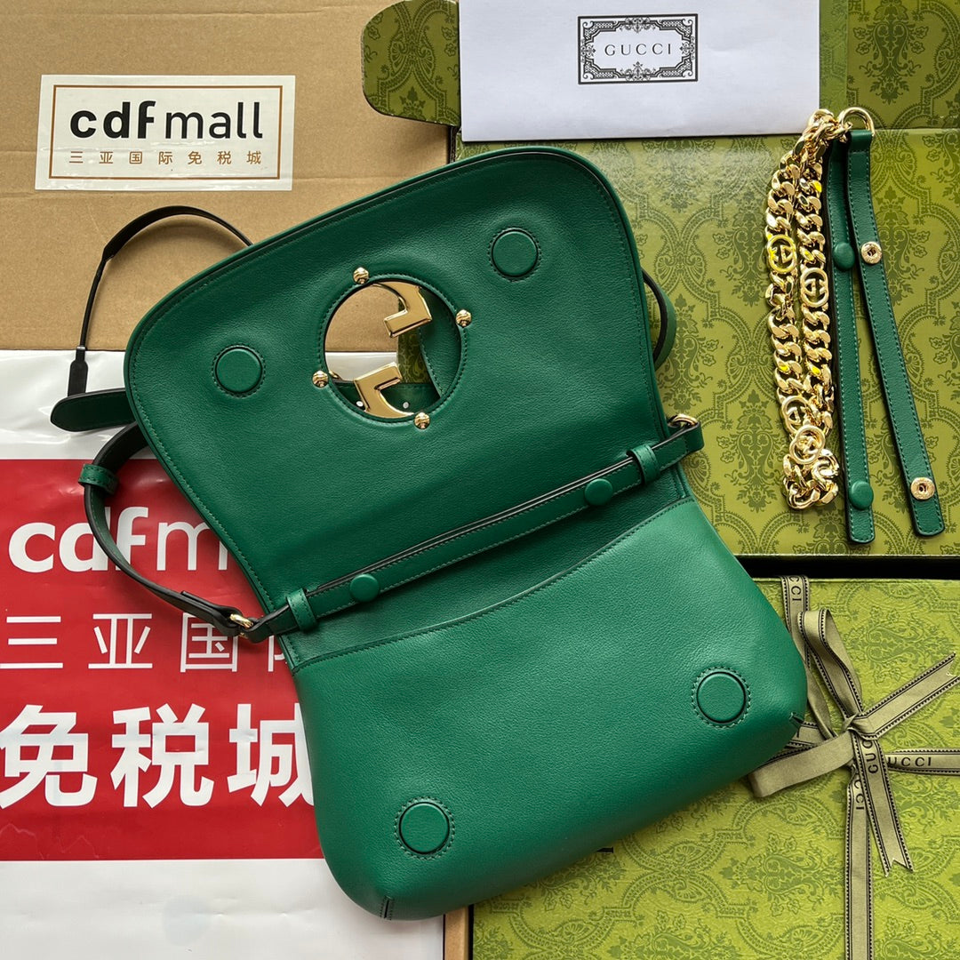 Luxury Gucci BLONDIE SHOULDER BAG 28 IN CASTLETON GREEN LAMBSKIN GOLD HARDWARE