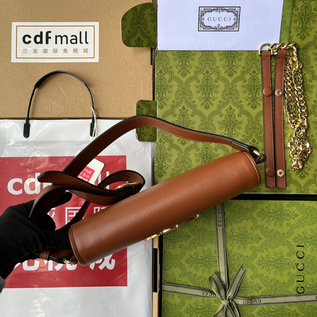 Luxury Gucci BLONDIE SHOULDER BAG 28 IN BRONZE BROWN LAMBSKIN GOLD HARDWARE