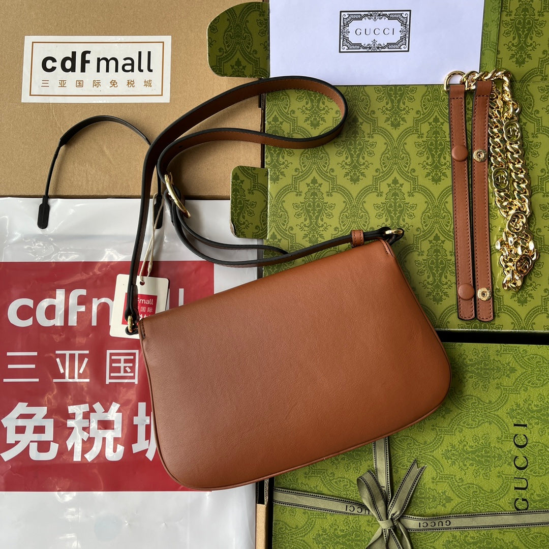 Luxury Gucci BLONDIE SHOULDER BAG 28 IN BRONZE BROWN LAMBSKIN GOLD HARDWARE