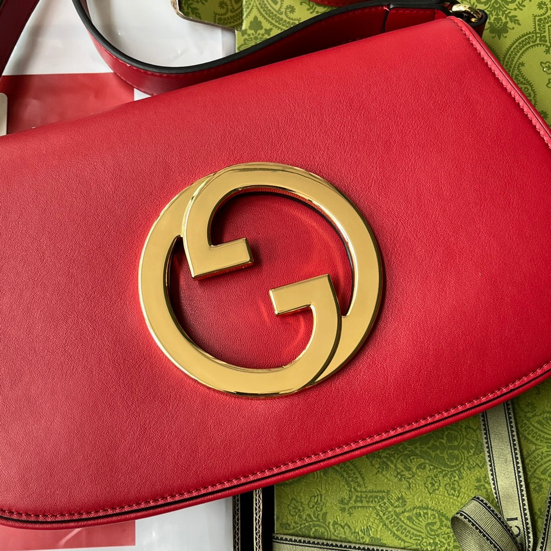 Luxury Gucci BLONDIE SHOULDER BAG 28 IN RED LAMBSKIN GOLD HARDWARE