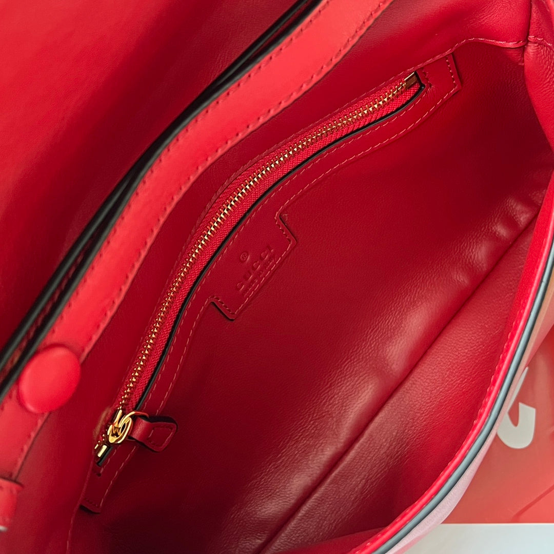 Luxury Gucci BLONDIE SHOULDER BAG 28 IN RED LAMBSKIN GOLD HARDWARE