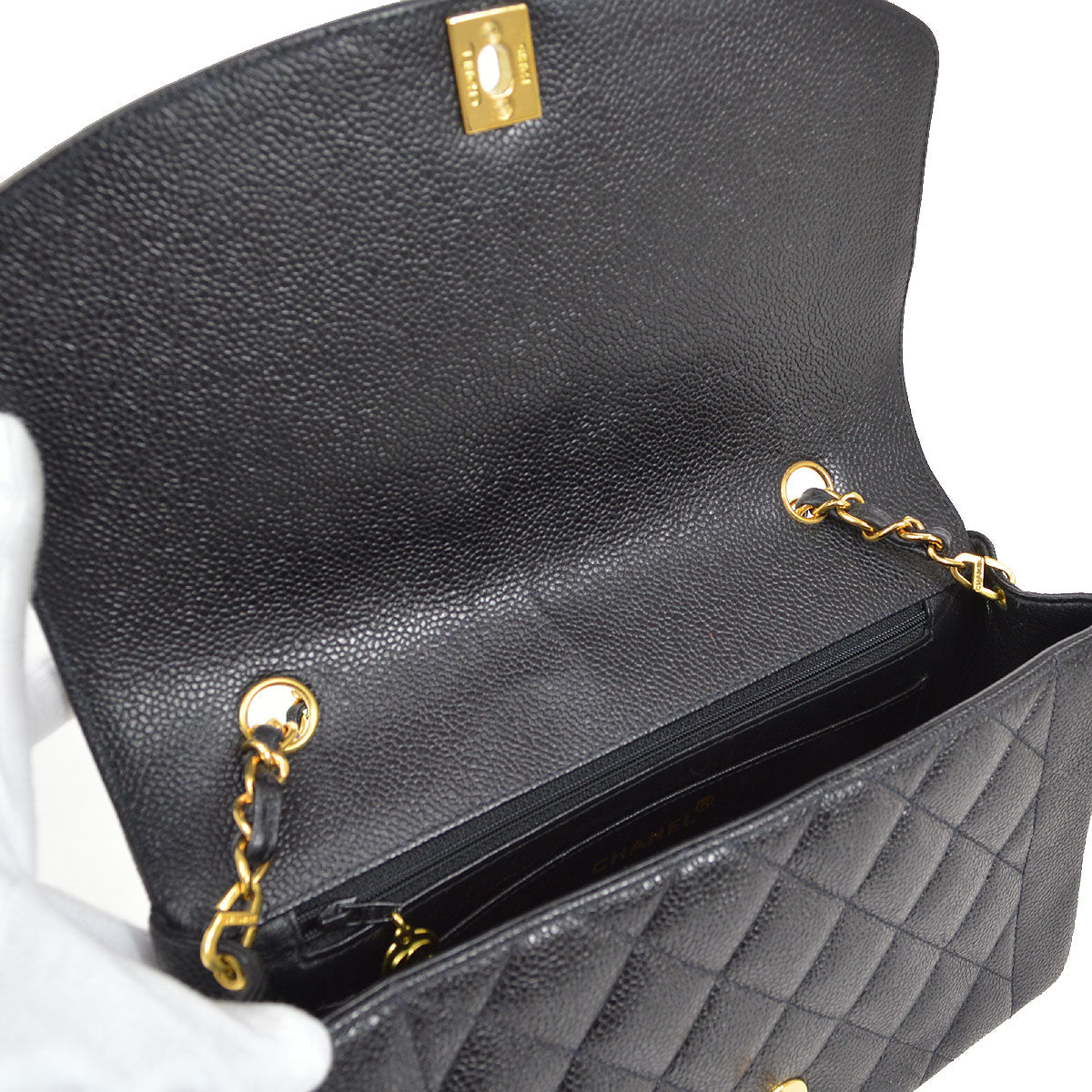 CHANEL 1994-1996 Diana Flap Medium Black Caviar 73182