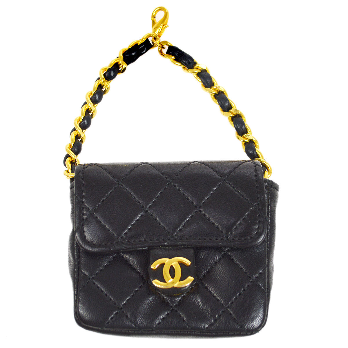 CHANEL Classic Flap Micro Charm Black Lambskin 63555