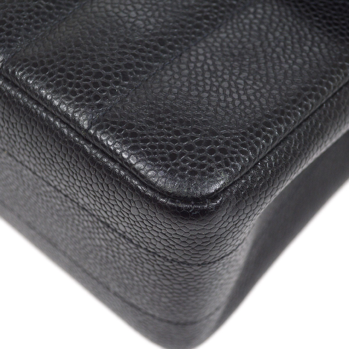 CHANEL★ 1994-1996 Black Caviar Vertical Straight Flap Medium 84568