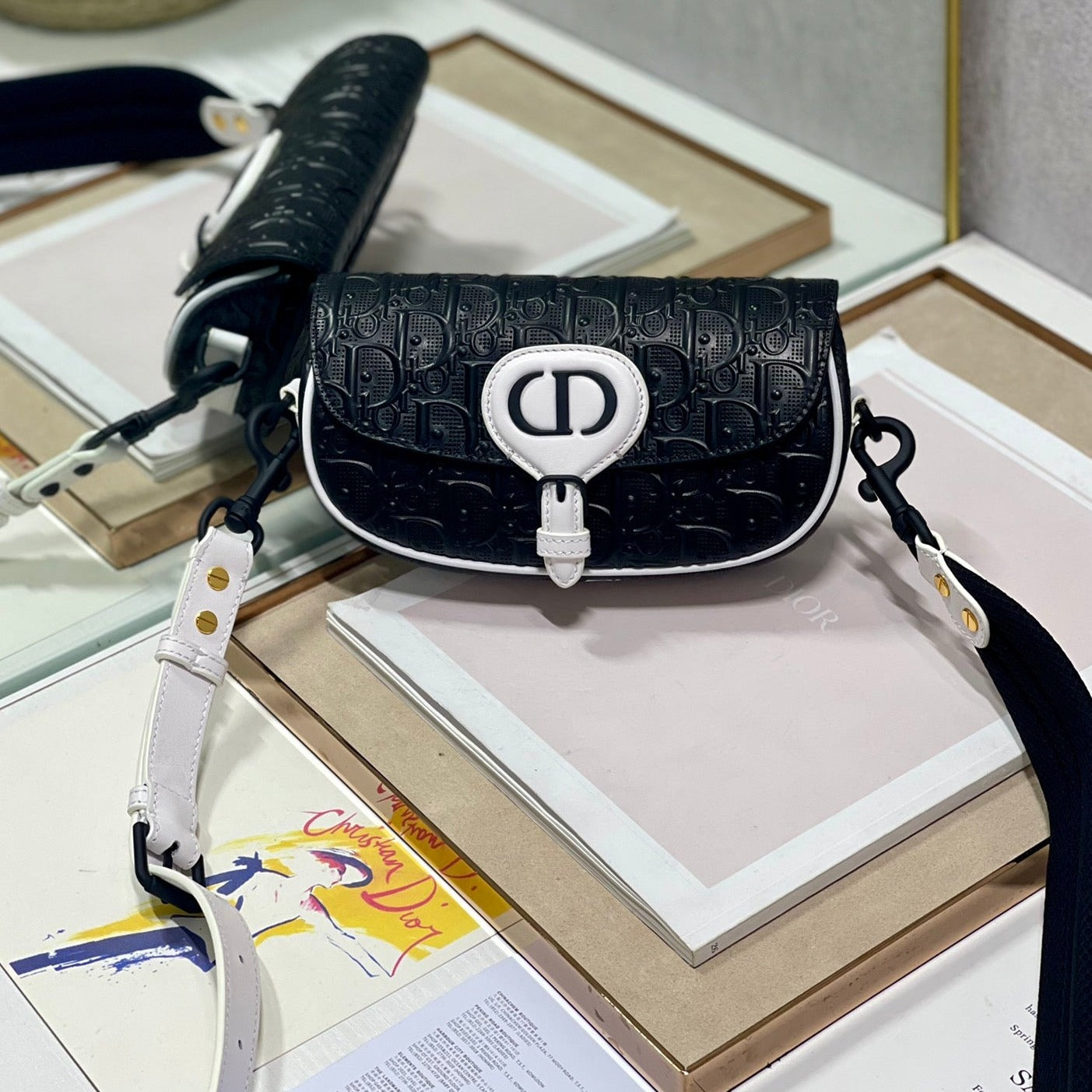 Luxury DiorBOBBY EAST-WEST 21 BAG IN BLACK LAMBSKIN