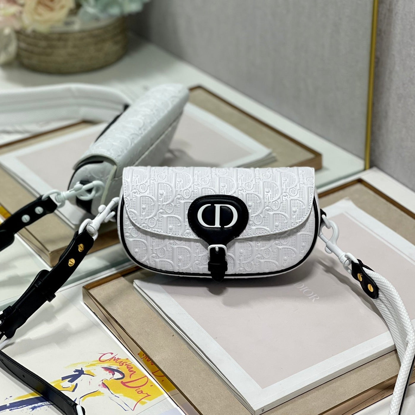Luxury DiorBOBBY EAST-WEST 21 BAG IN WHITE LAMBSKIN