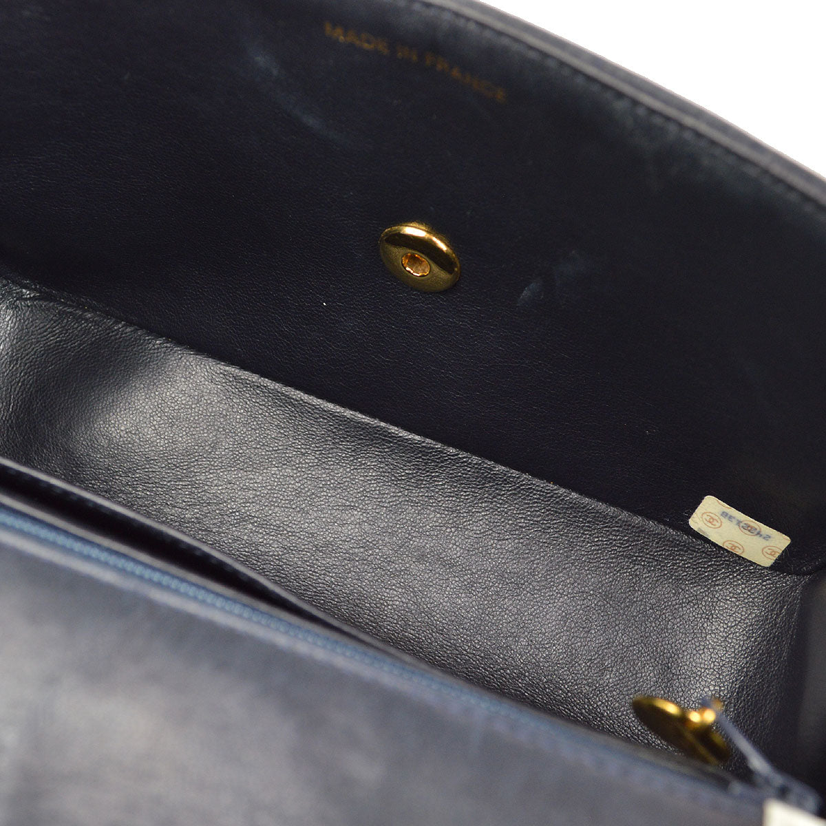 CHANEL★ 1993 Navy White Lambskin Vertical Border Flap Small 85081
