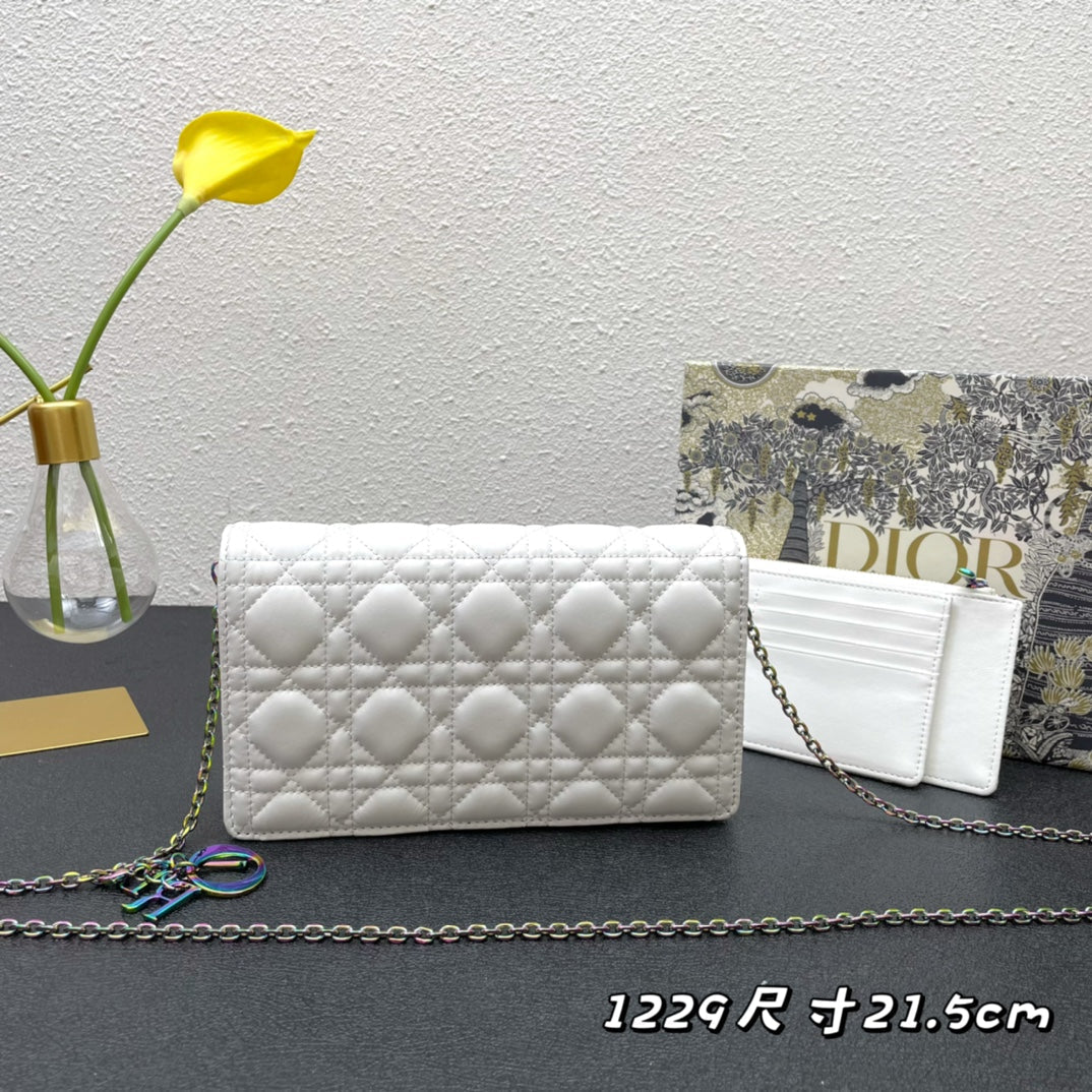 Luxury DiorCARO SLIM POUCH 21 BAG IN WHITE CALFSKIN