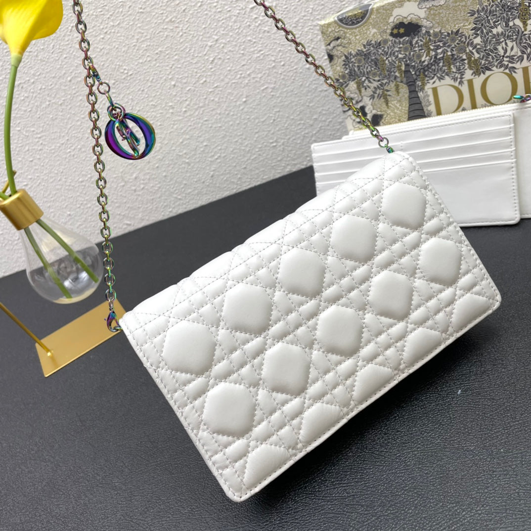 Luxury DiorCARO SLIM POUCH 21 BAG IN WHITE CALFSKIN