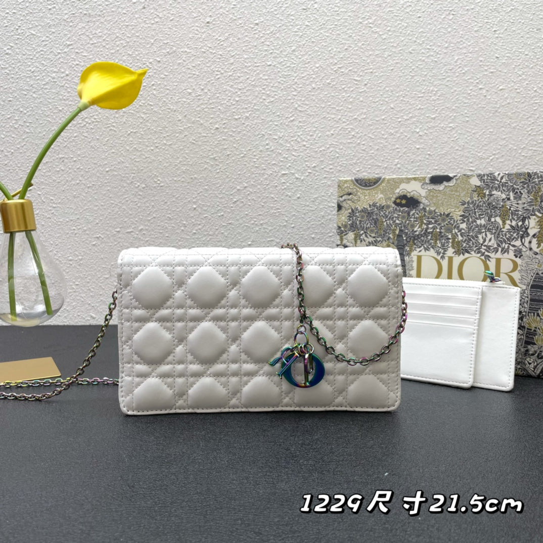 Luxury DiorCARO SLIM POUCH 21 BAG IN WHITE CALFSKIN