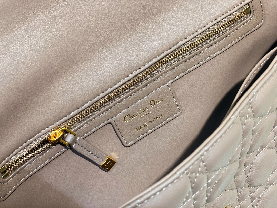 Luxury DiorLARGE CARO BAG 28 WARM TAUPE CALFSKIN