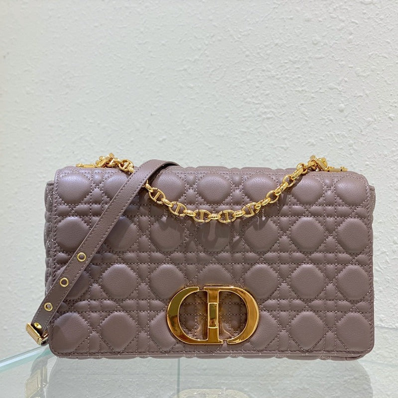 Luxury DiorLARGE CARO BAG 28 WARM TAUPE CALFSKIN