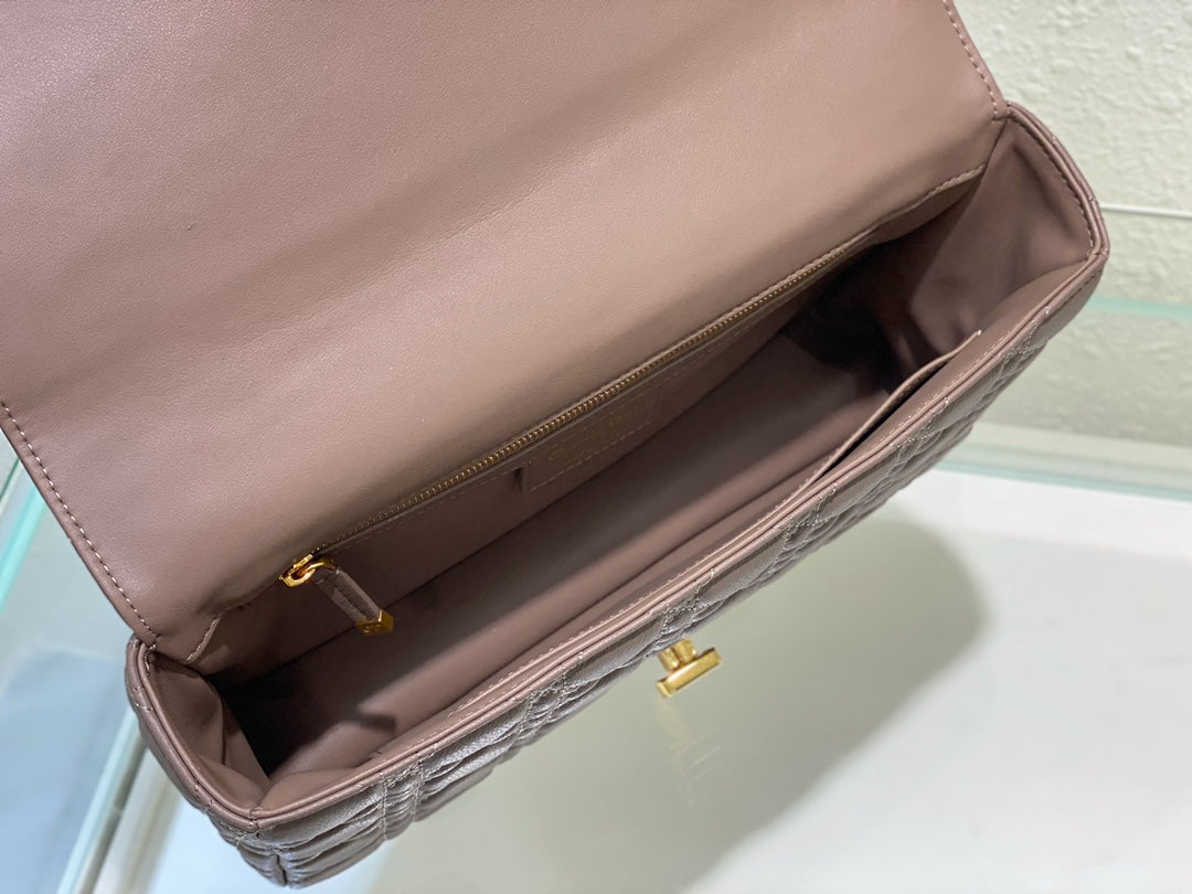 Luxury DiorLARGE CARO BAG 28 WARM TAUPE CALFSKIN