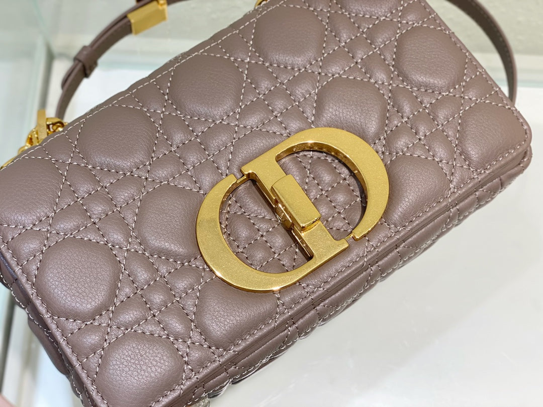 Luxury DiorSMALL CARO BAG 20 WARM TAUPE CALFSKIN