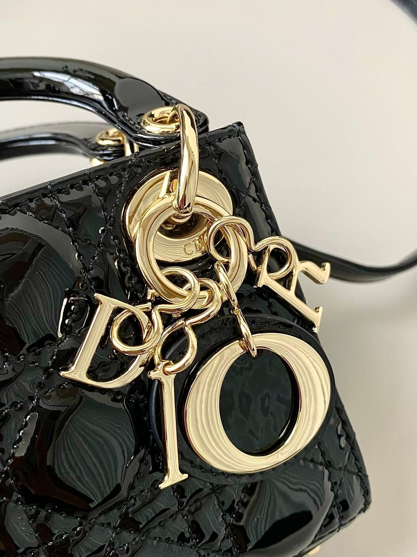 Luxury Diormicro lady 12 black patent caslfskin