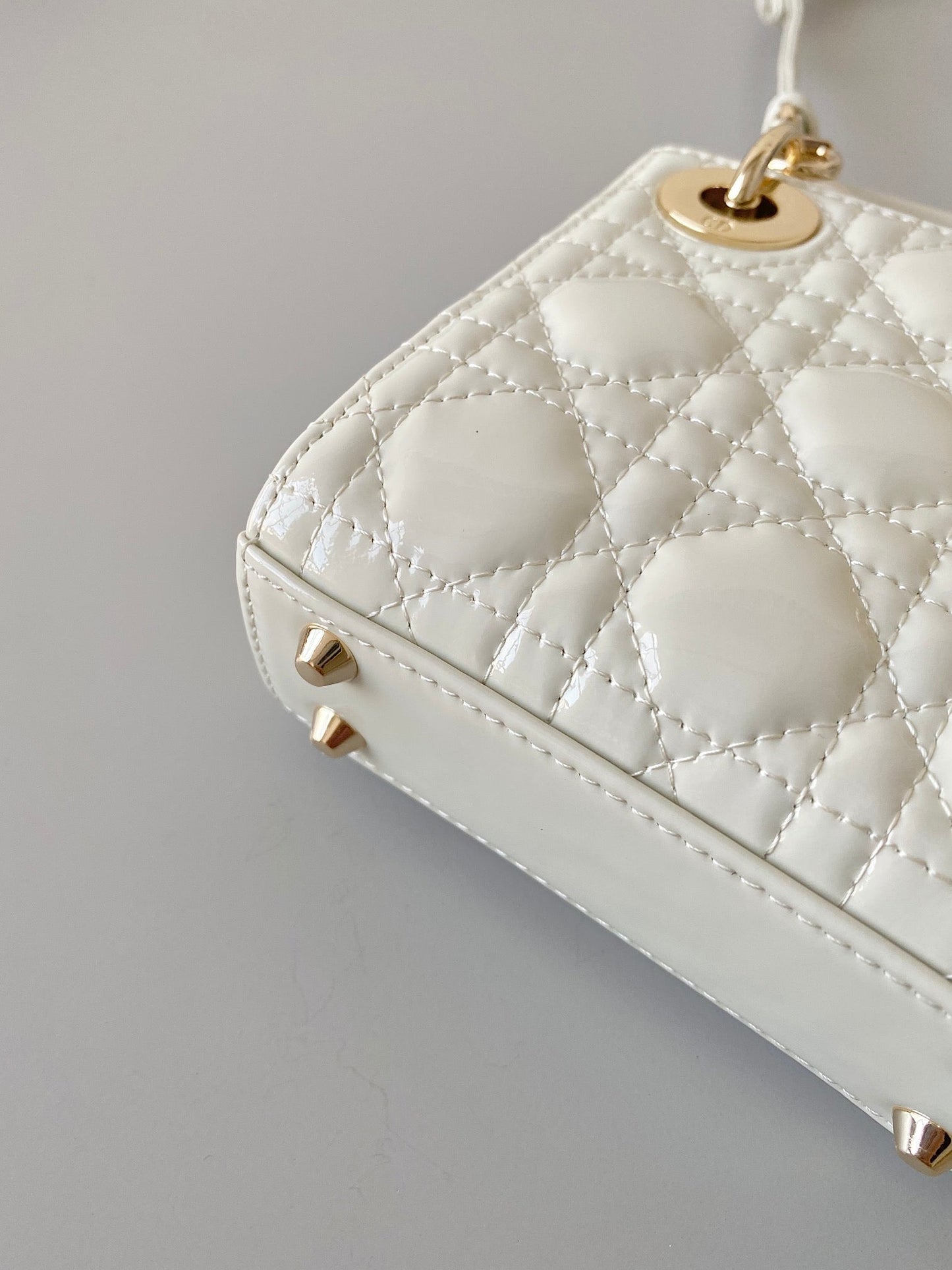 Luxury Diormicro lady 12 white patent calfskin