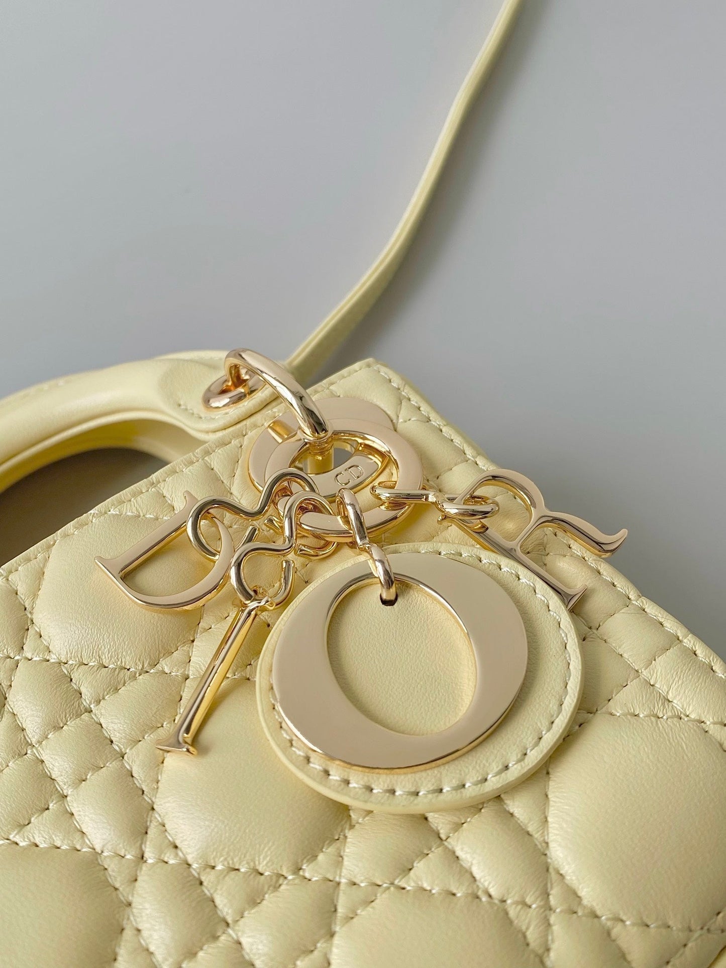 Luxury DiorMICRO LADY 12 BAG IN LIGHT YELLOW LAMBSKIN