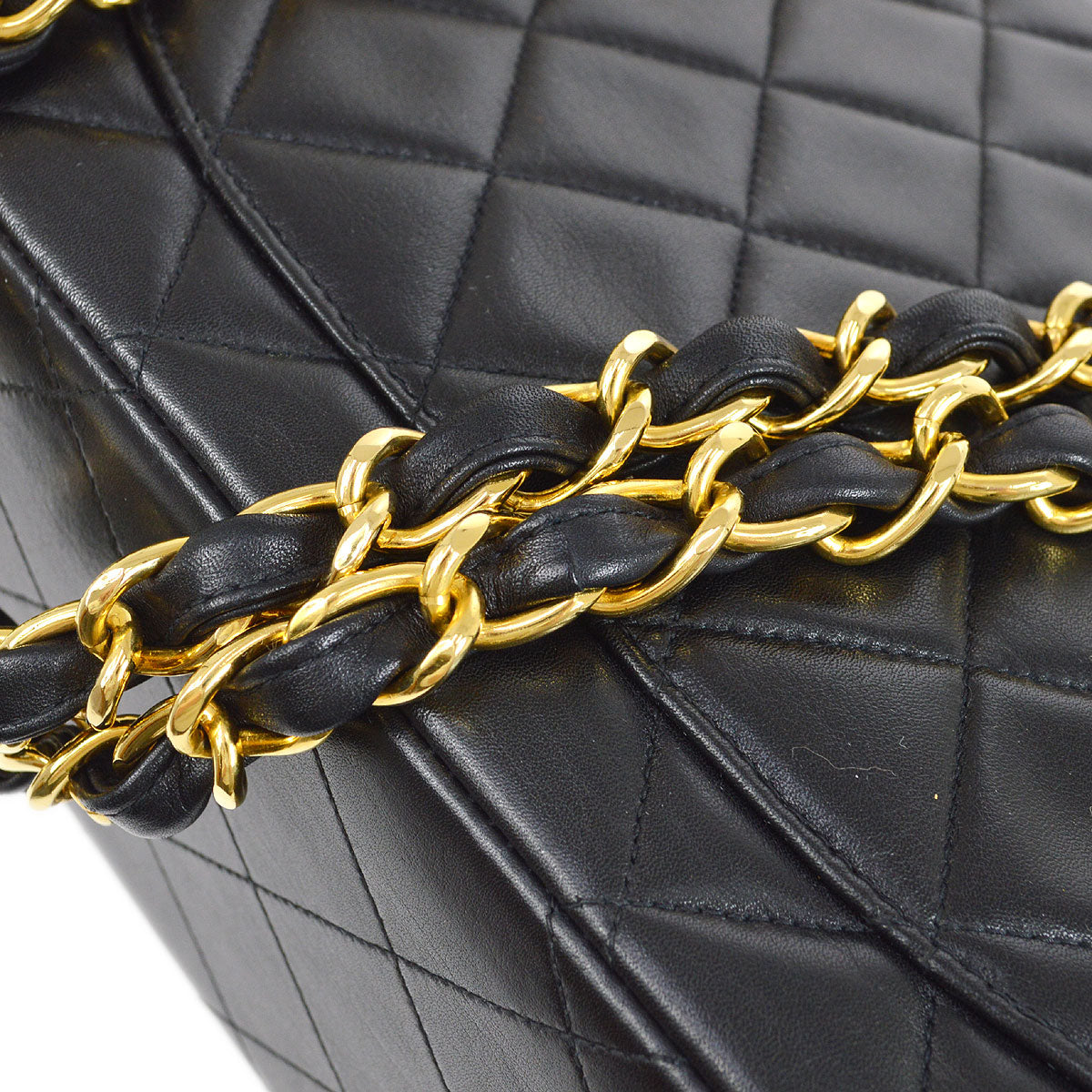 CHANEL Classic Flap Maxi Chain Shoulder Bag Black Lambskin 94639