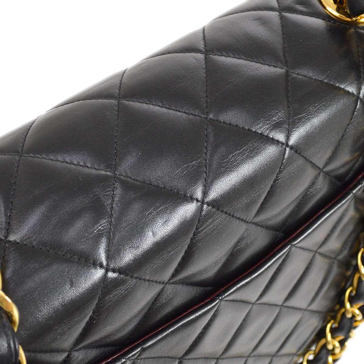 CHANEL Classic Flap Maxi Chain Shoulder Bag Black Lambskin 94639