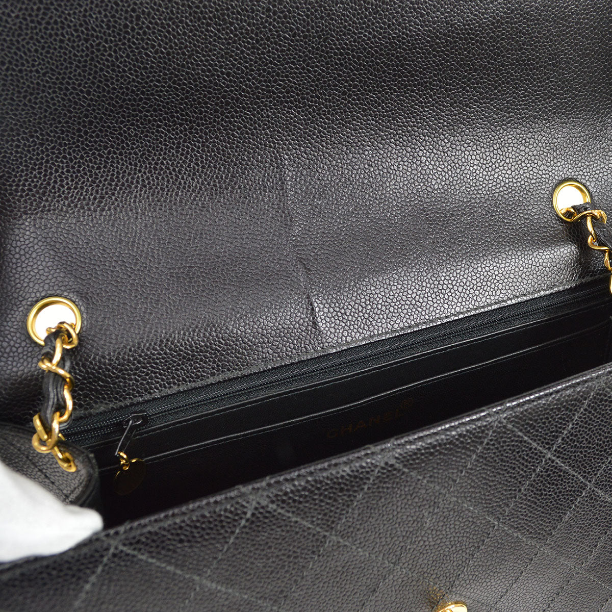 CHANEL 1998 Classic Flap Jumbo Black Caviar 74571