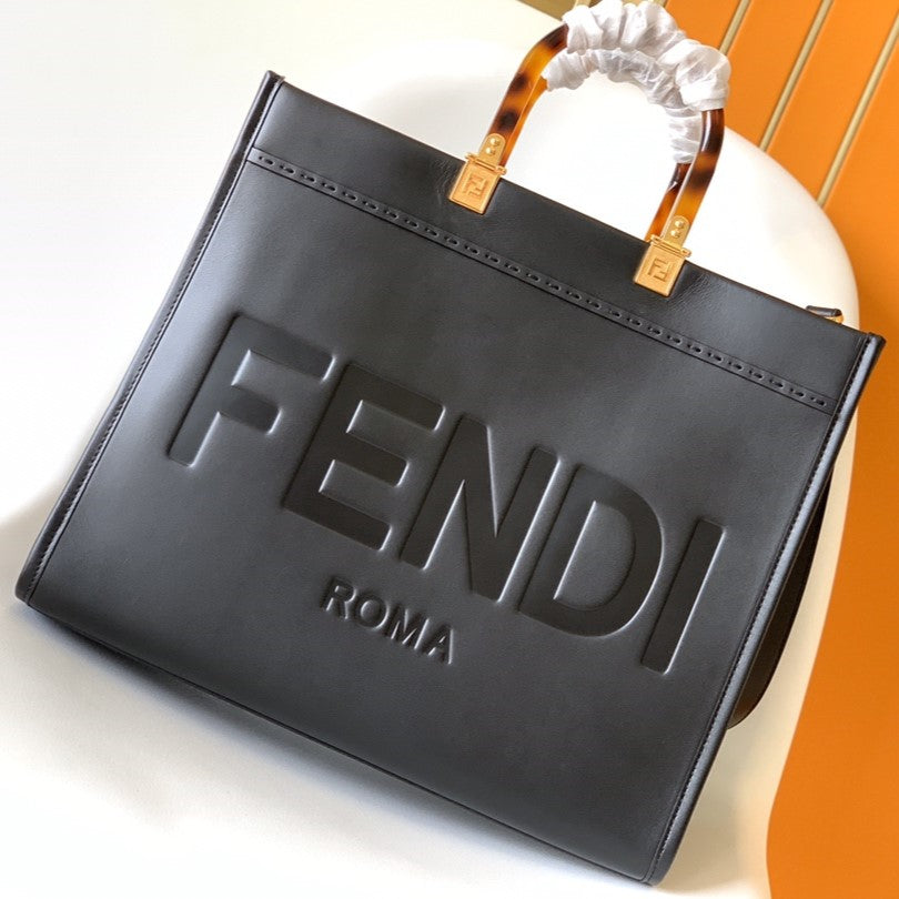 Luxury FendiFend Sunshine Medium Bag 35 Black Leather