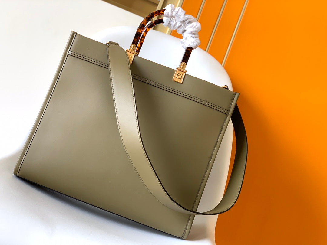 Luxury FendiFend Sunshine Medium Bag 35 Olive Leather