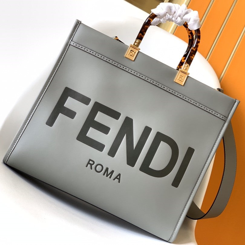 Luxury FendiFend Sunshine Medium Bag 35 Grey Leather