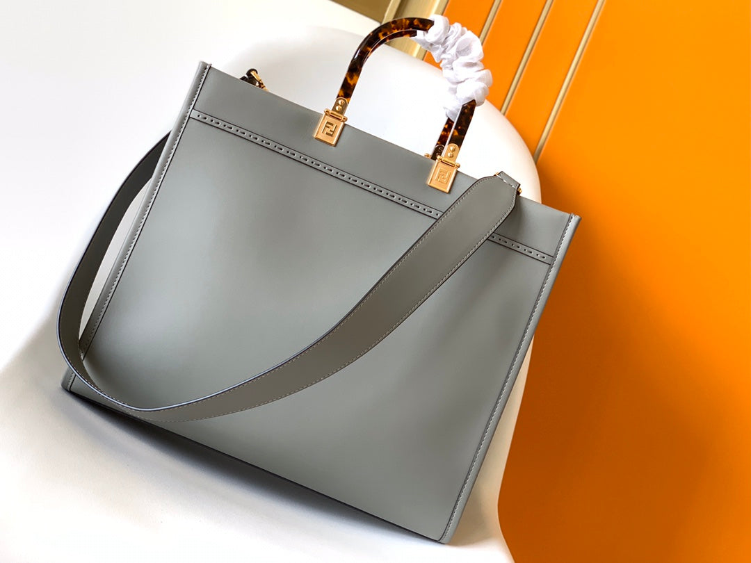 Luxury FendiFend Sunshine Medium Bag 35 Grey Leather