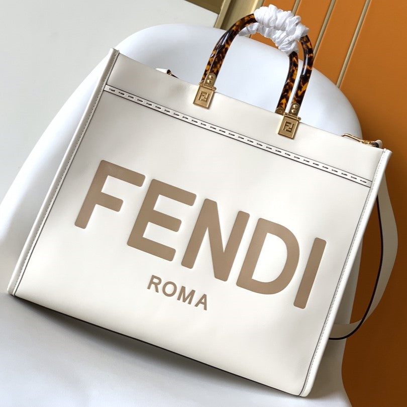 Luxury FendiFend Sunshine Medium Bag 35 White Leather