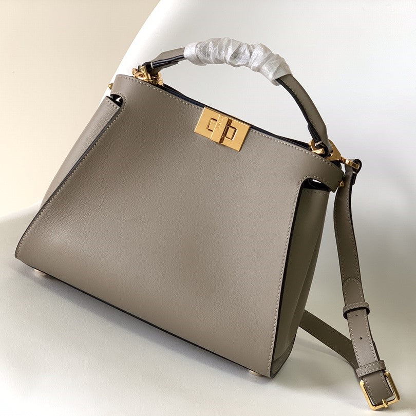 Luxury FendiPeekaboo ISeeU Small 27cm Bag brown lambskin gold hardware