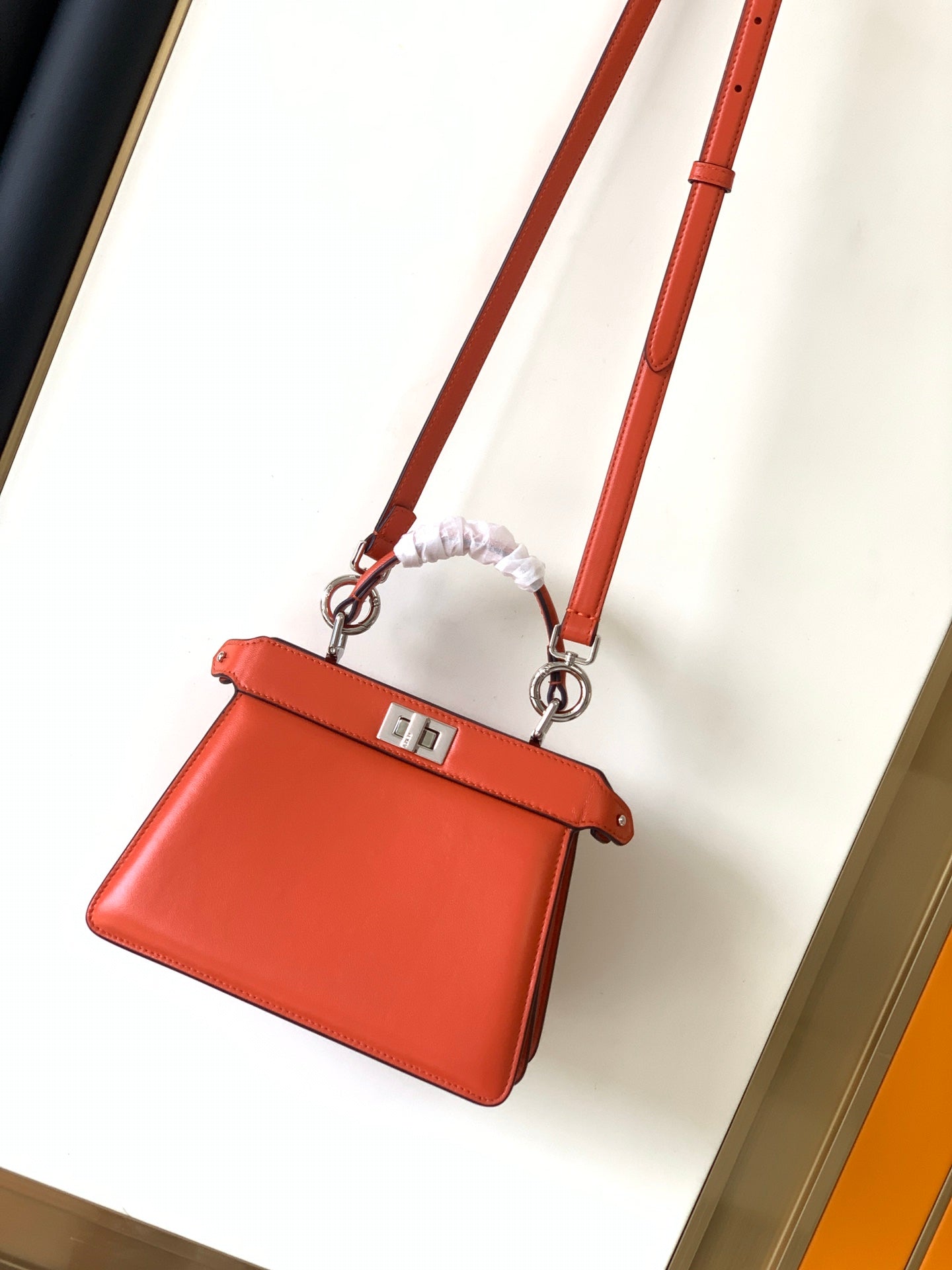 Luxury FendiPeekaboo ISeeU Petite 20 Bag Red Lambskin Shw