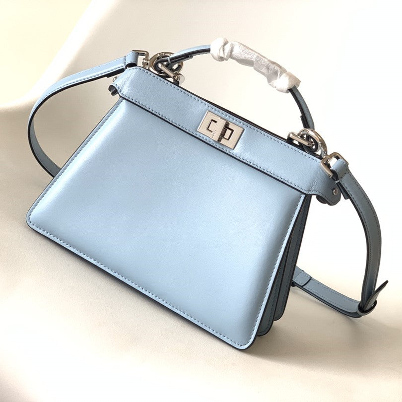 Luxury FendiPeekaboo ISeeU Petite 20 Bag Baby Blue Lambskin Shw