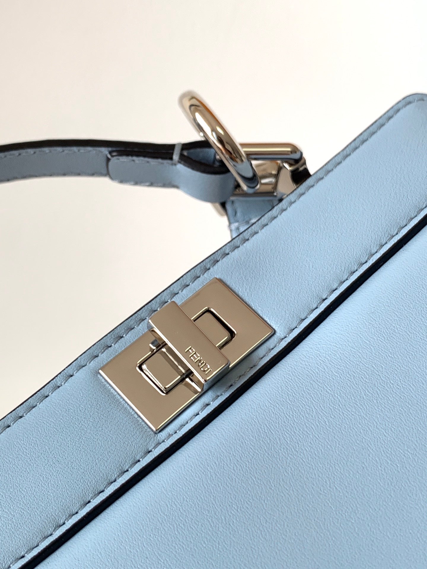 Luxury FendiPeekaboo ISeeU Petite 20 Bag Baby Blue Lambskin Shw