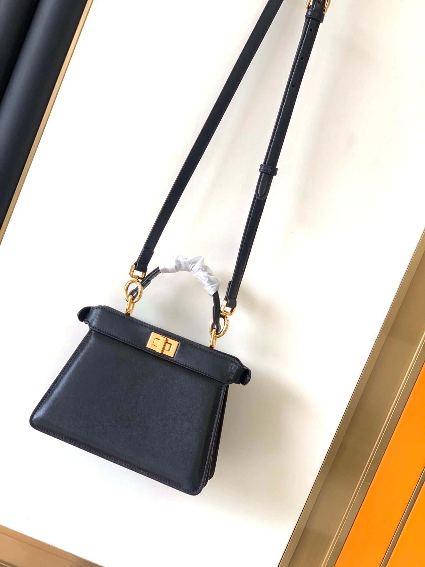 Luxury FendiPeekaboo ISeeU Petite 20 Bag Black Lambskin Ghw
