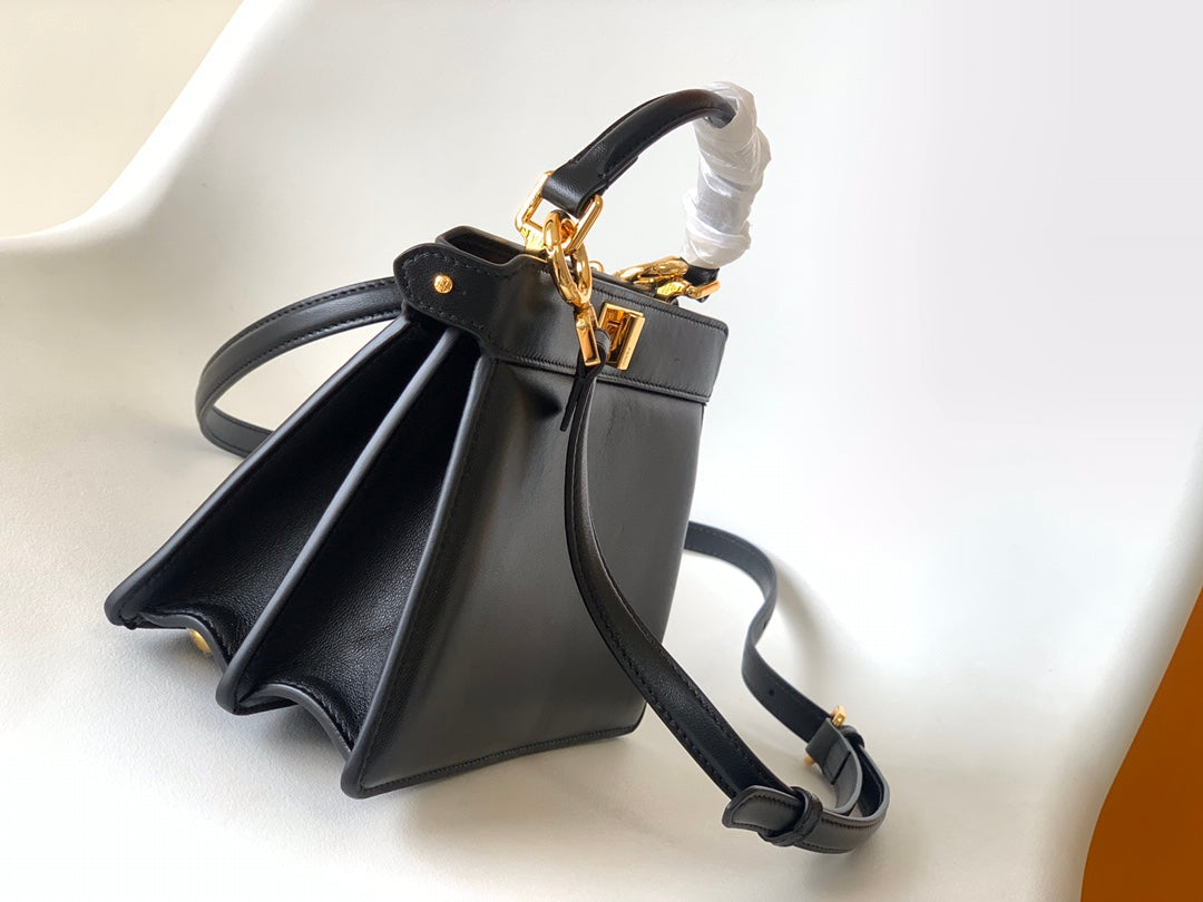 Luxury FendiPeekaboo ISeeU Petite 20 Bag Black Lambskin Ghw