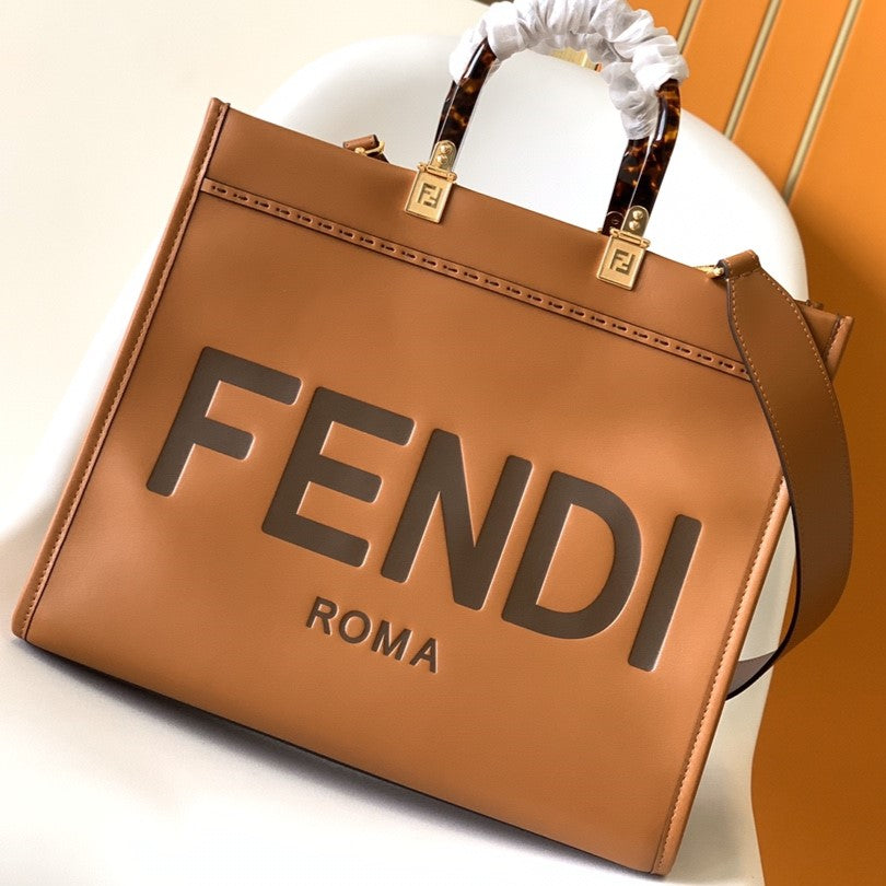 Luxury FendiFend Sunshine Medium Bag 35 Tan Leather