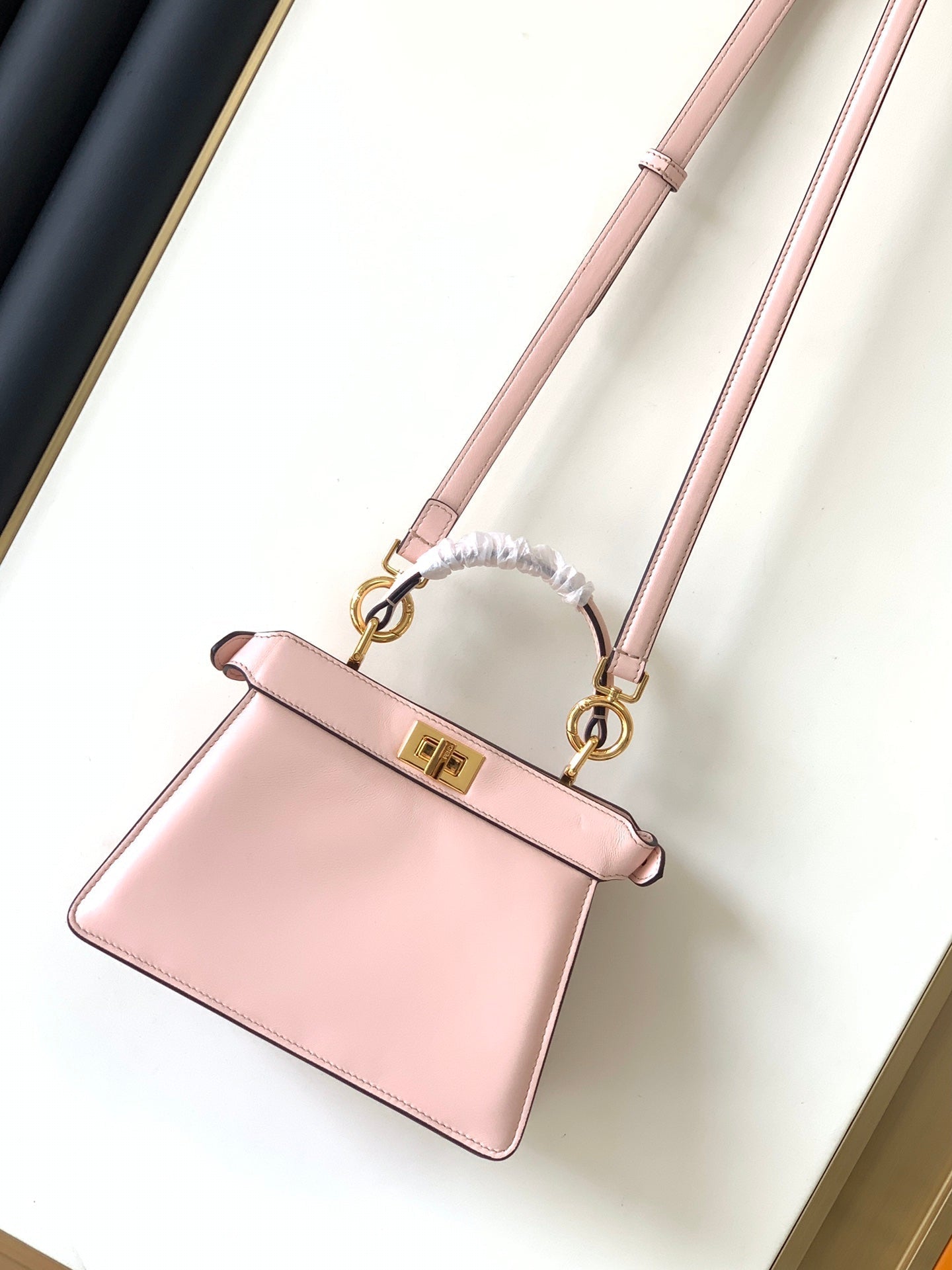 Luxury FendiPeekaboo ISeeU Petite 20 Bag Pink Lambskin Ghw