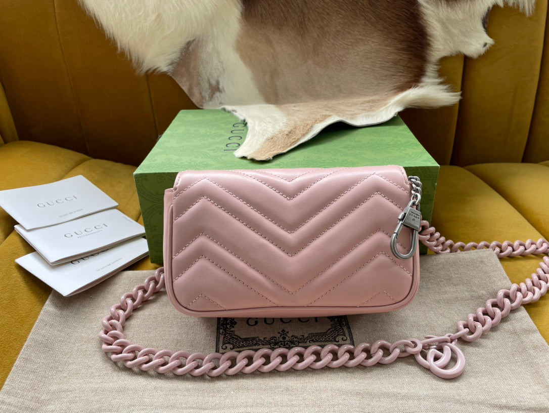 Luxury Gucci MARMONT MINI HANDBAG 16 IN LIGHT PINK CALFSKIN